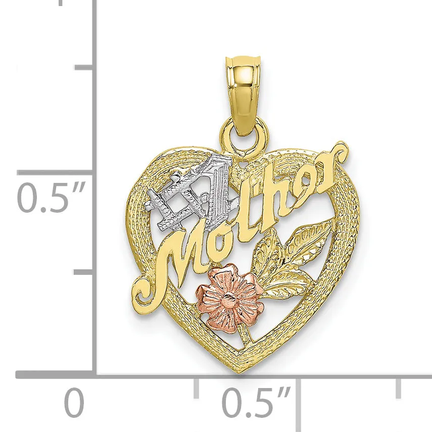 10K Two-tone w/White Rhodium &num;1 MOTHER Heart Charm