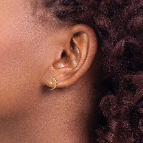 14k CZ Half Moon Post Earrings
