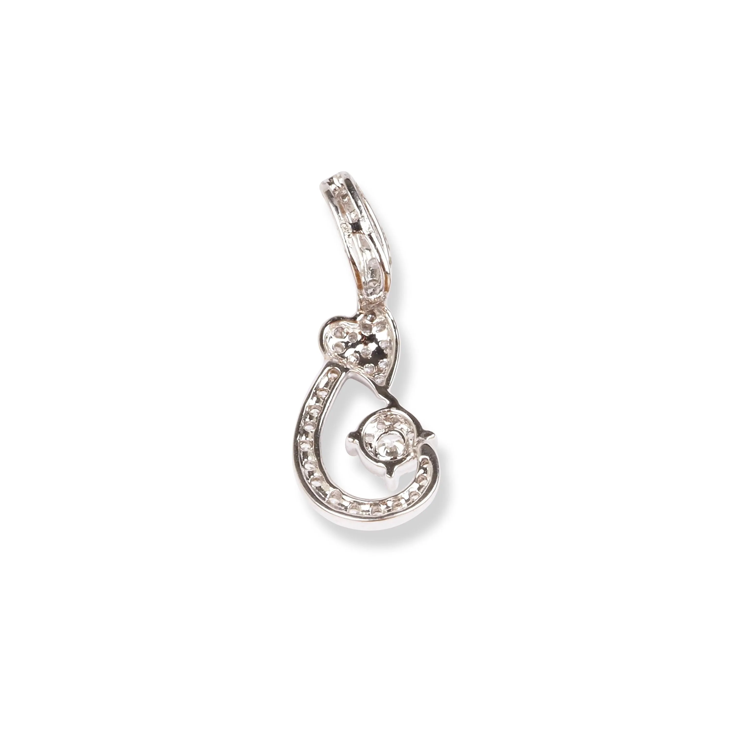 18ct White Gold Diamond Pendant with Heart Design MCS1668