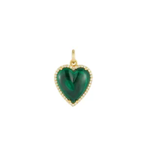 Alana Heart Charm - Malachite and Diamond
