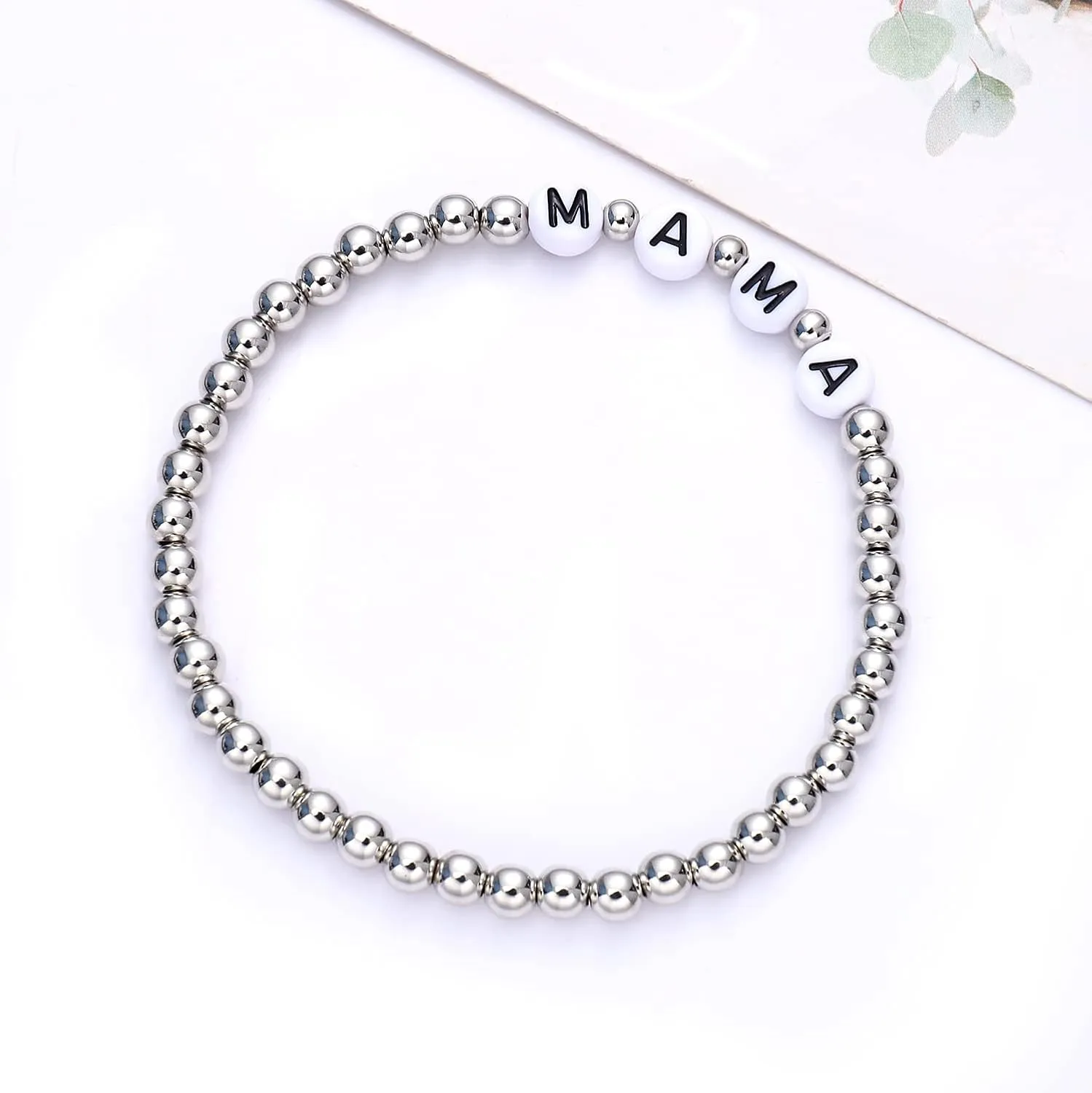Beaded Bracelets Stackable Brass Bead Ball Chain Bracelets for Women LOVE Letter Stretch Bracelet Bangles for Men Holiday Valentines Gift
