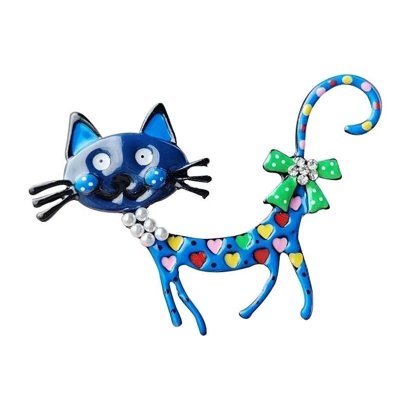 Cute Retro Pin Cat Alloy Enamel Plating Inlay Zircon Women's Brooches