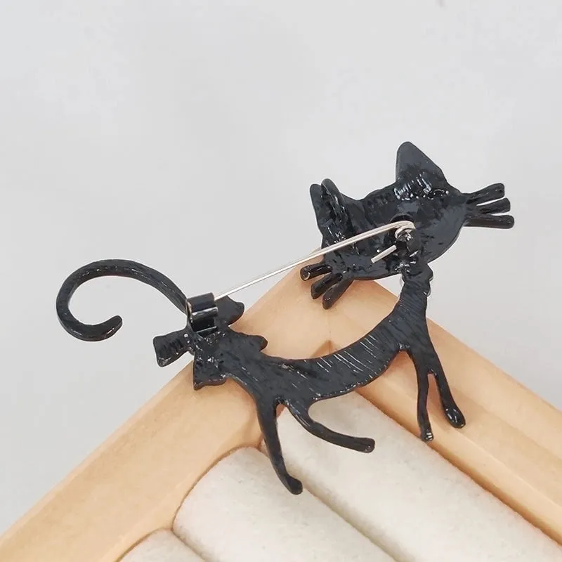 Cute Retro Pin Cat Alloy Enamel Plating Inlay Zircon Women's Brooches