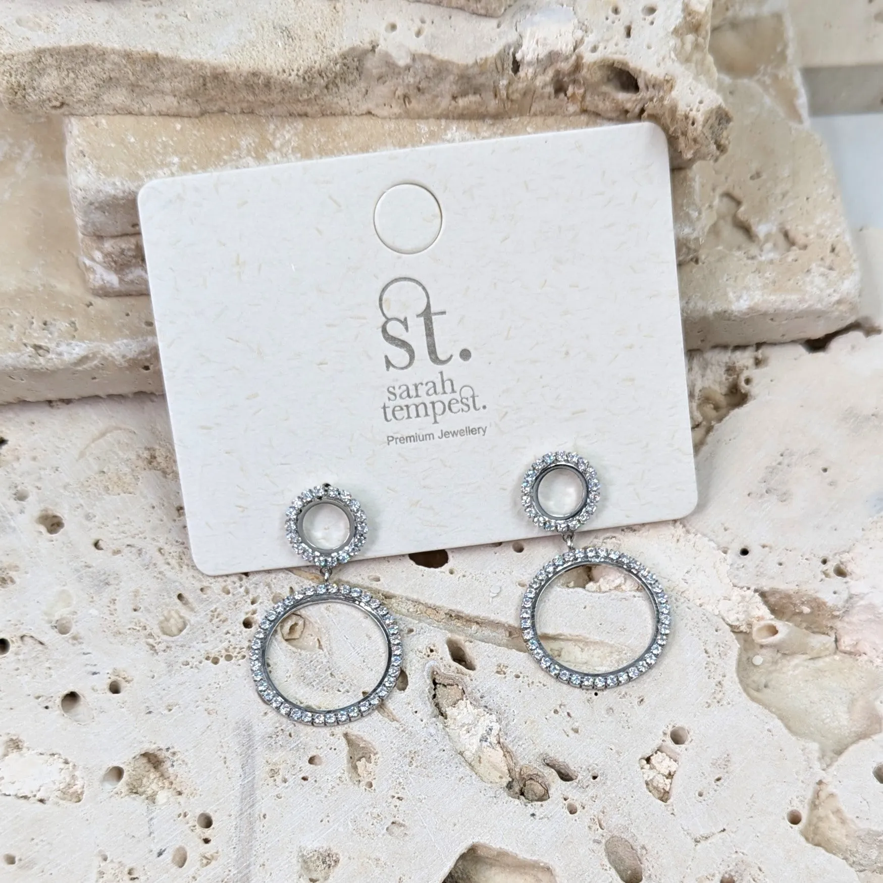Dual open CZ circle earrings