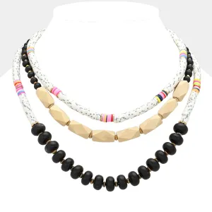 iLLASPARKZ Colorful Disc Bead Wood Layered Necklace