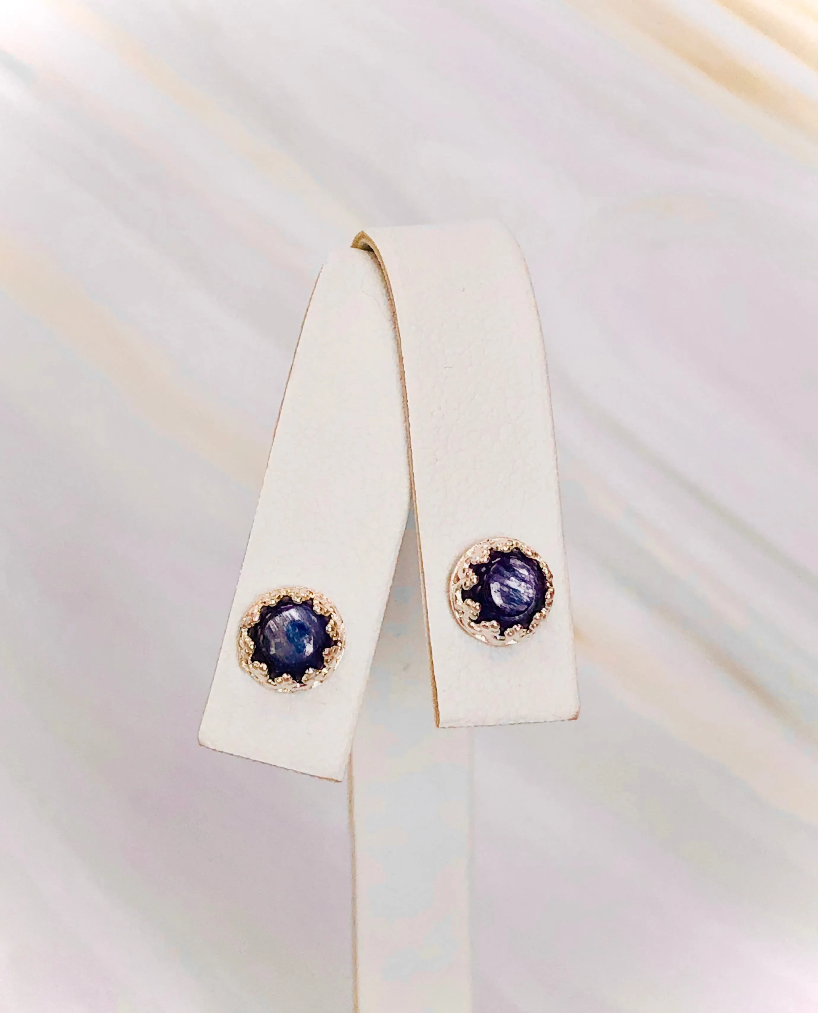 Kyanite Stud Earrings, Dainty KyanitePost earrings, handmade jewelry