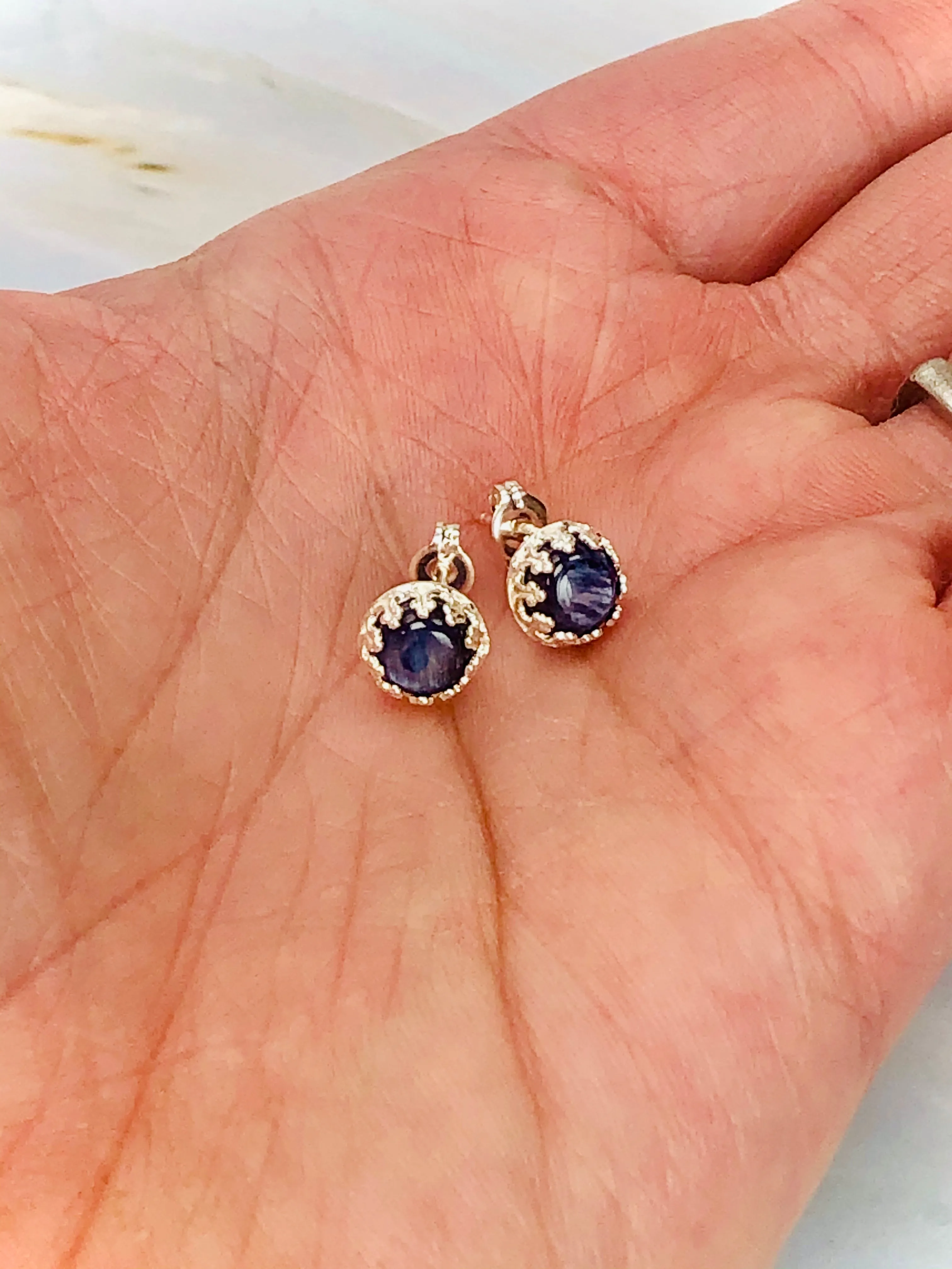 Kyanite Stud Earrings, Dainty KyanitePost earrings, handmade jewelry