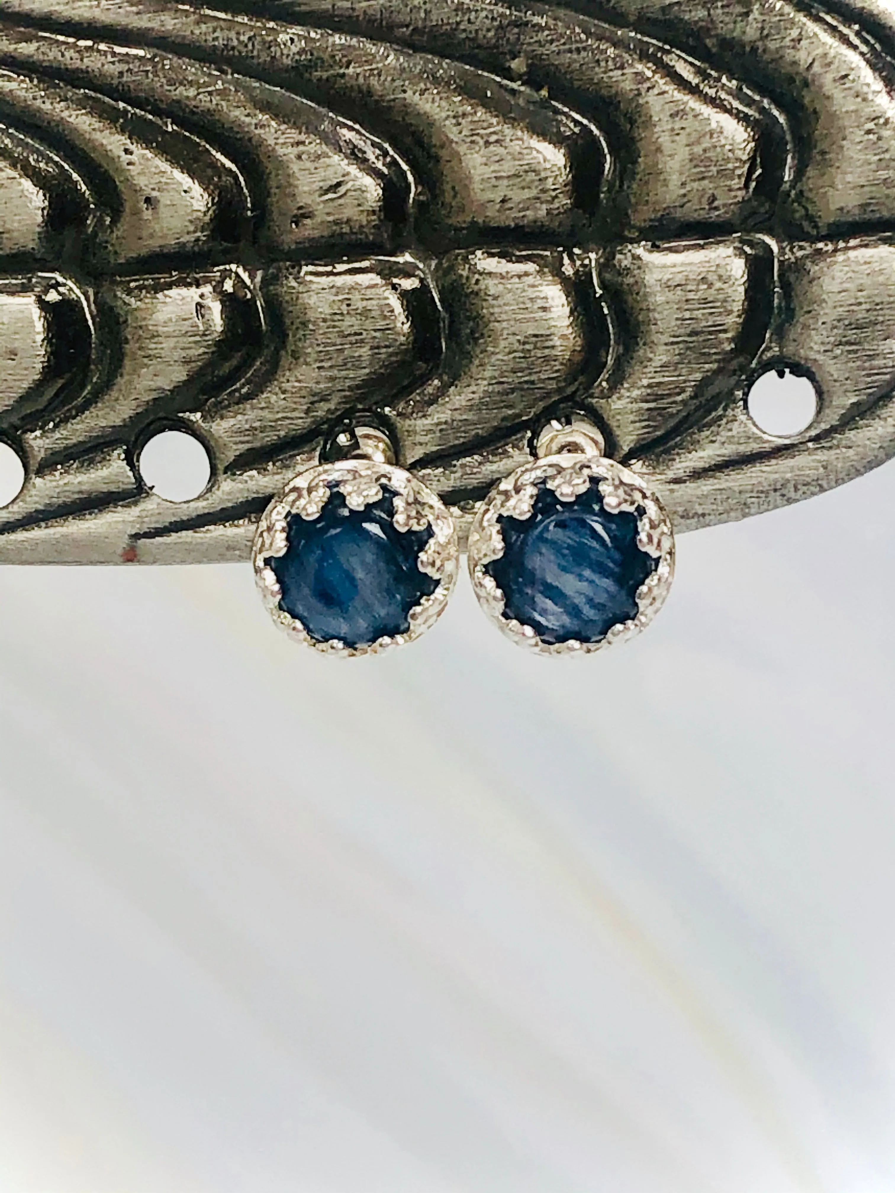 Kyanite Stud Earrings, Dainty KyanitePost earrings, handmade jewelry