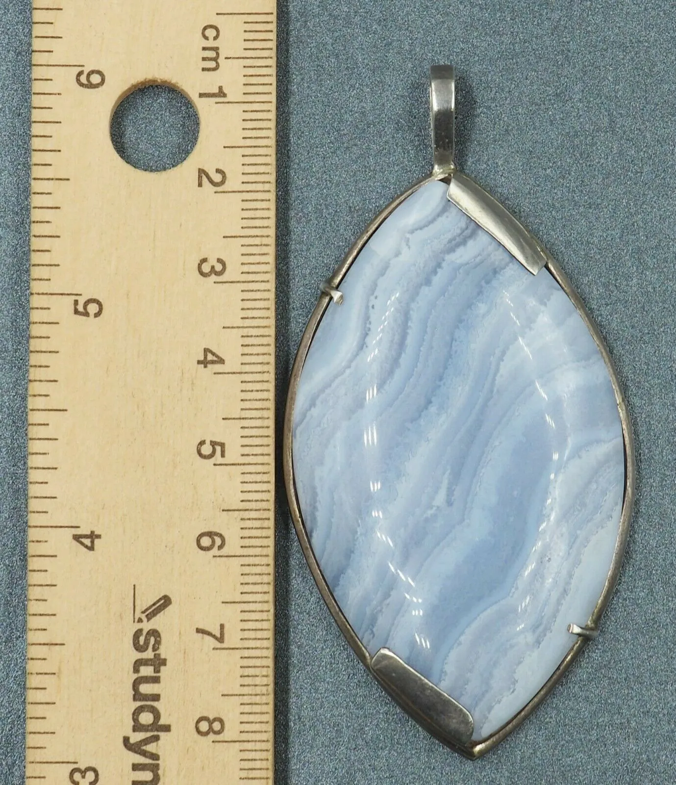 Lace Agate Pendant Sterling Silver Fine Statement Gemstone Jewellery