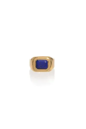 Large Ring in 18K Yellow Gold & Lapis Stone