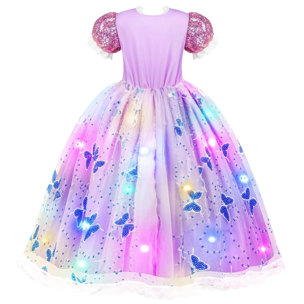 MELAND Princess Costumes for Girls, Light Up Princess Dress Up for Girls Aged 3-8, Princess Fancy Dress for Kids Halloween Costumes