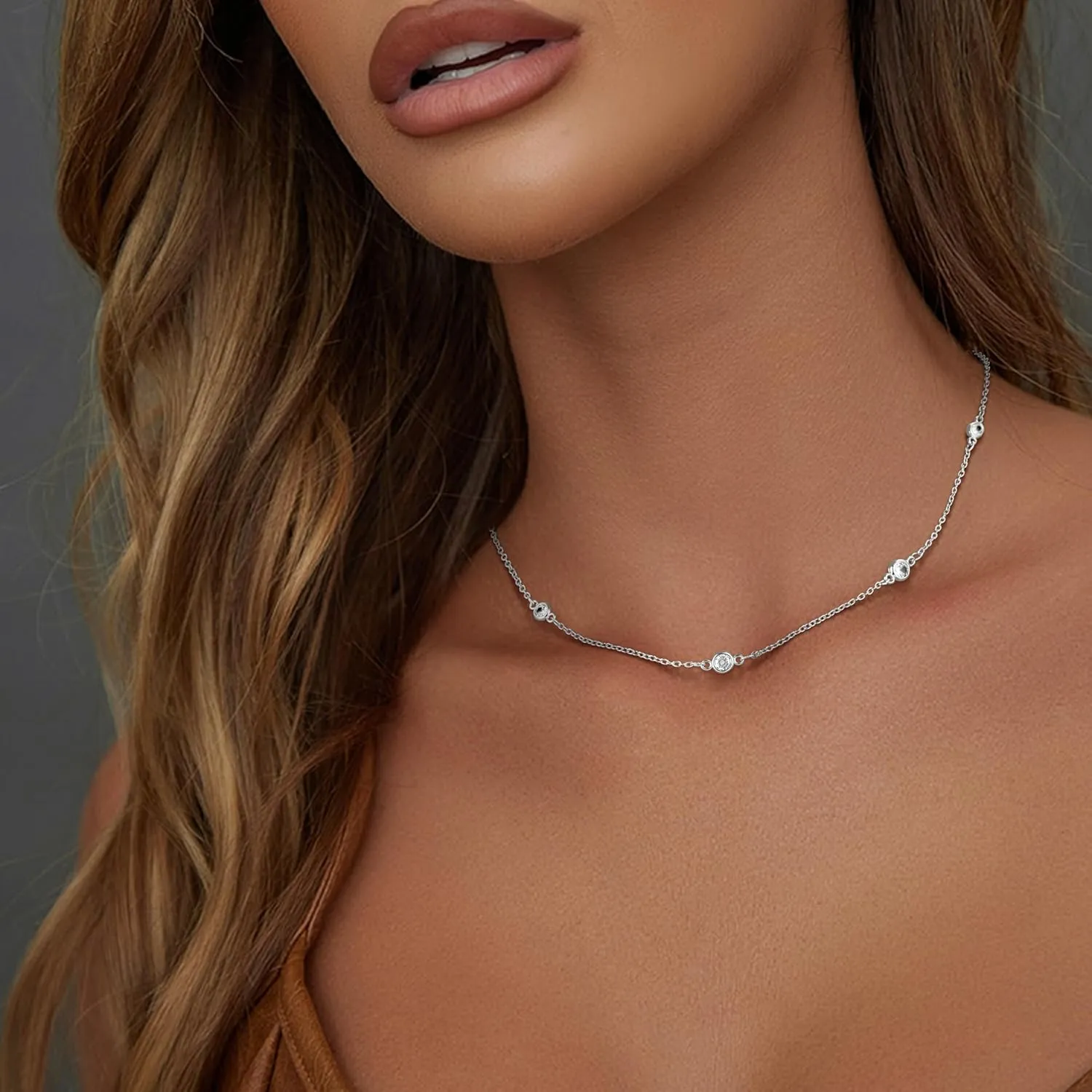 MJartoria Dainty Choker Necklace for Women 14K Gold Plated Minimalist Chain Choker Necklace Trendy Satellite Bead Choker Jewelry Gifts