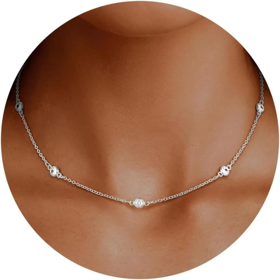 MJartoria Dainty Choker Necklace for Women 14K Gold Plated Minimalist Chain Choker Necklace Trendy Satellite Bead Choker Jewelry Gifts