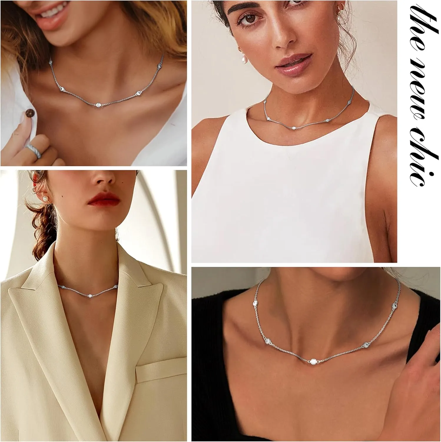 MJartoria Dainty Choker Necklace for Women 14K Gold Plated Minimalist Chain Choker Necklace Trendy Satellite Bead Choker Jewelry Gifts