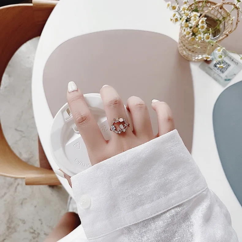 New Exquisite Crystal Flower Ring for Women