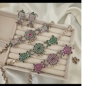 Pink Fish Stone Choker Set with Pearls