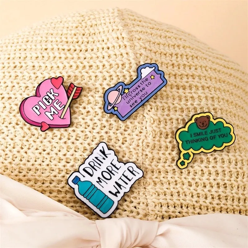 Preppy Style Simple Style Letter Alloy Enamel Women's Brooches