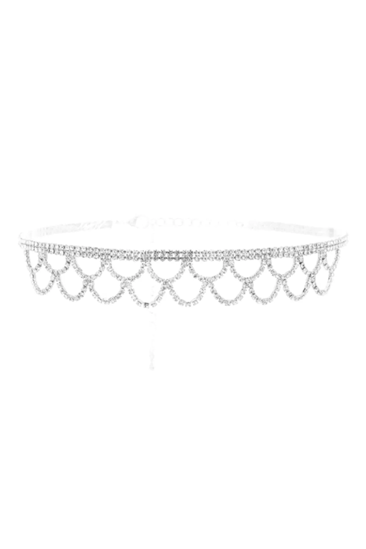 RHINESTONE FISH NET LACE BRIDAL CHOKER NECKLACE