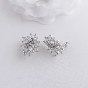 Sliver Clip-On Stud Earrings for Brides-Brooklyn Sliver Clip-On Stud Earrings for Brides-Brooklyn