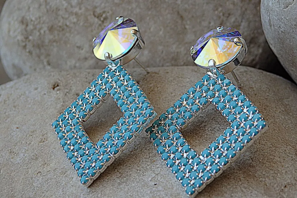 Turquoise Rhombus Earrings